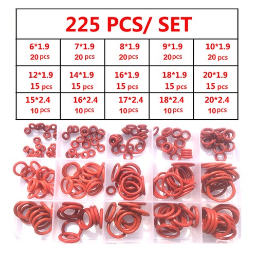 225pcs red silicone rings - silicone,