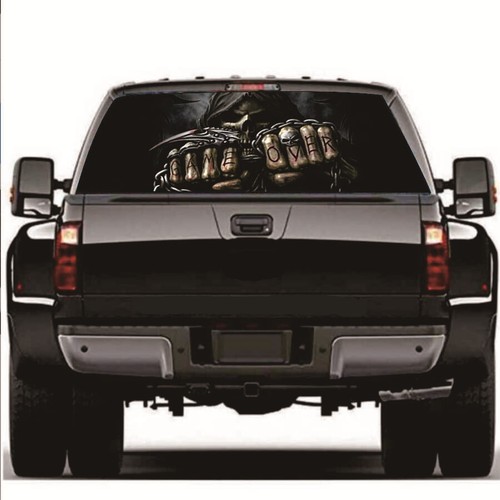 Rear window sticker - sticker, skull